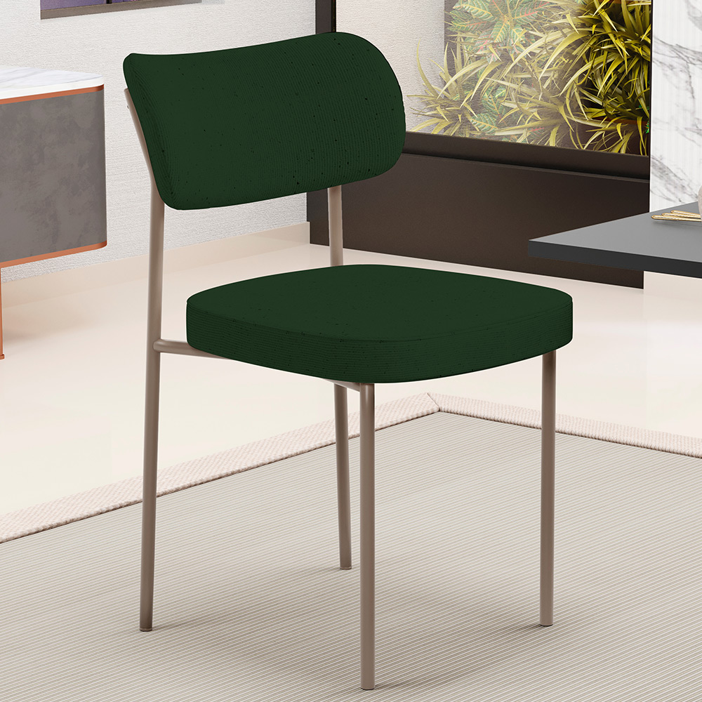 Kit 02 Cadeiras Para Sala De Jantar Melina Base Arena L02 Suede Verde Musgo - Lyam Decor