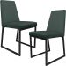 Kit 02 Cadeiras Para Sala Jantar Base Aço Industrial Preto Dafne L02 Linho Verde Musgo - Lyam Decor