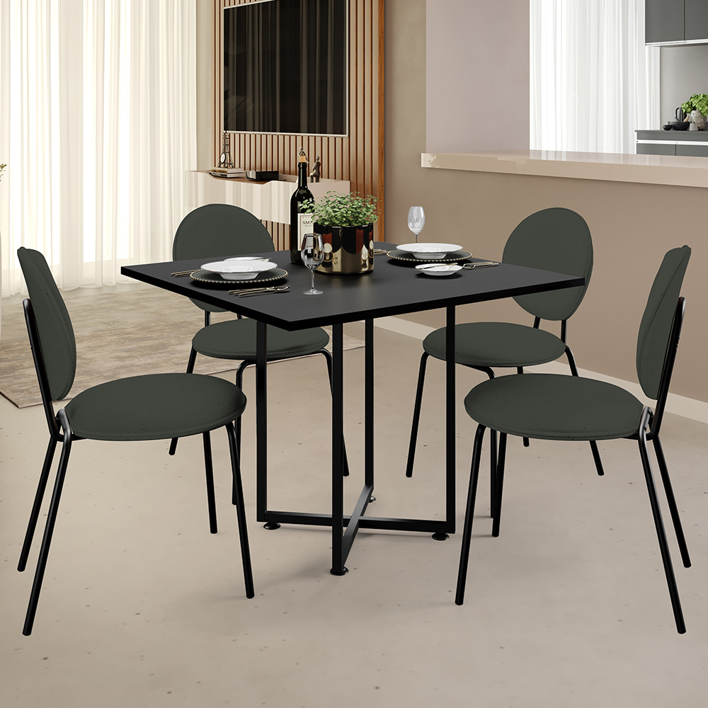 Kit 02 Cadeiras Para Sala de Jantar Cozinha Évora L02 Linho Verde Musgo - Lyam
