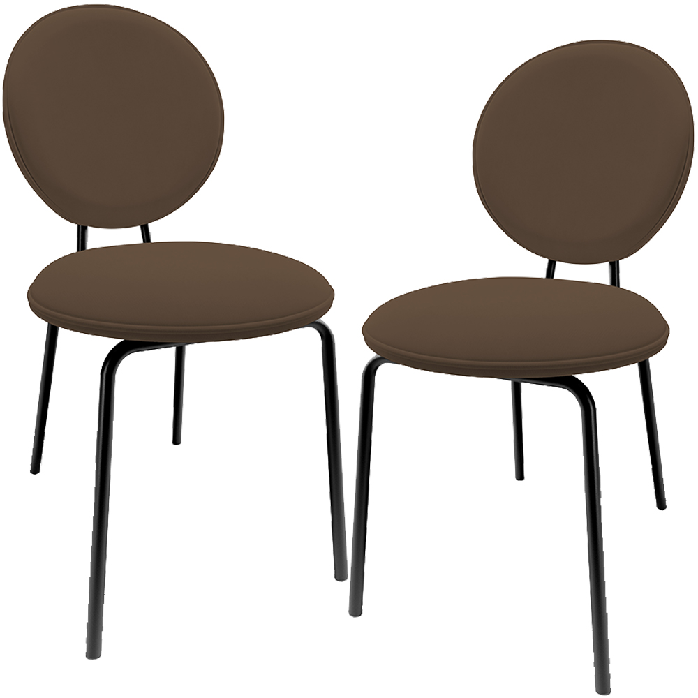 Kit 02 Cadeiras Para Sala de Jantar Cozinha Évora L02 Suede Marrom - Lyam