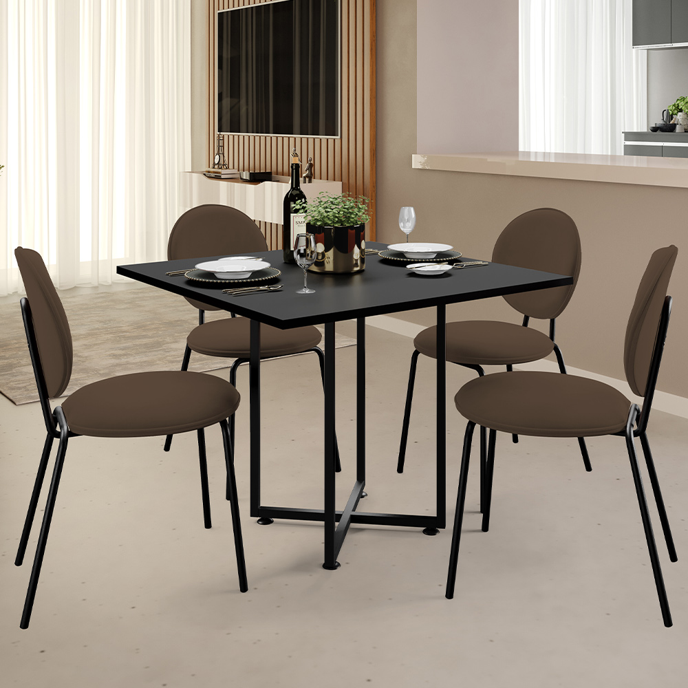 Kit 02 Cadeiras Para Sala de Jantar Cozinha Évora L02 Suede Marrom - Lyam