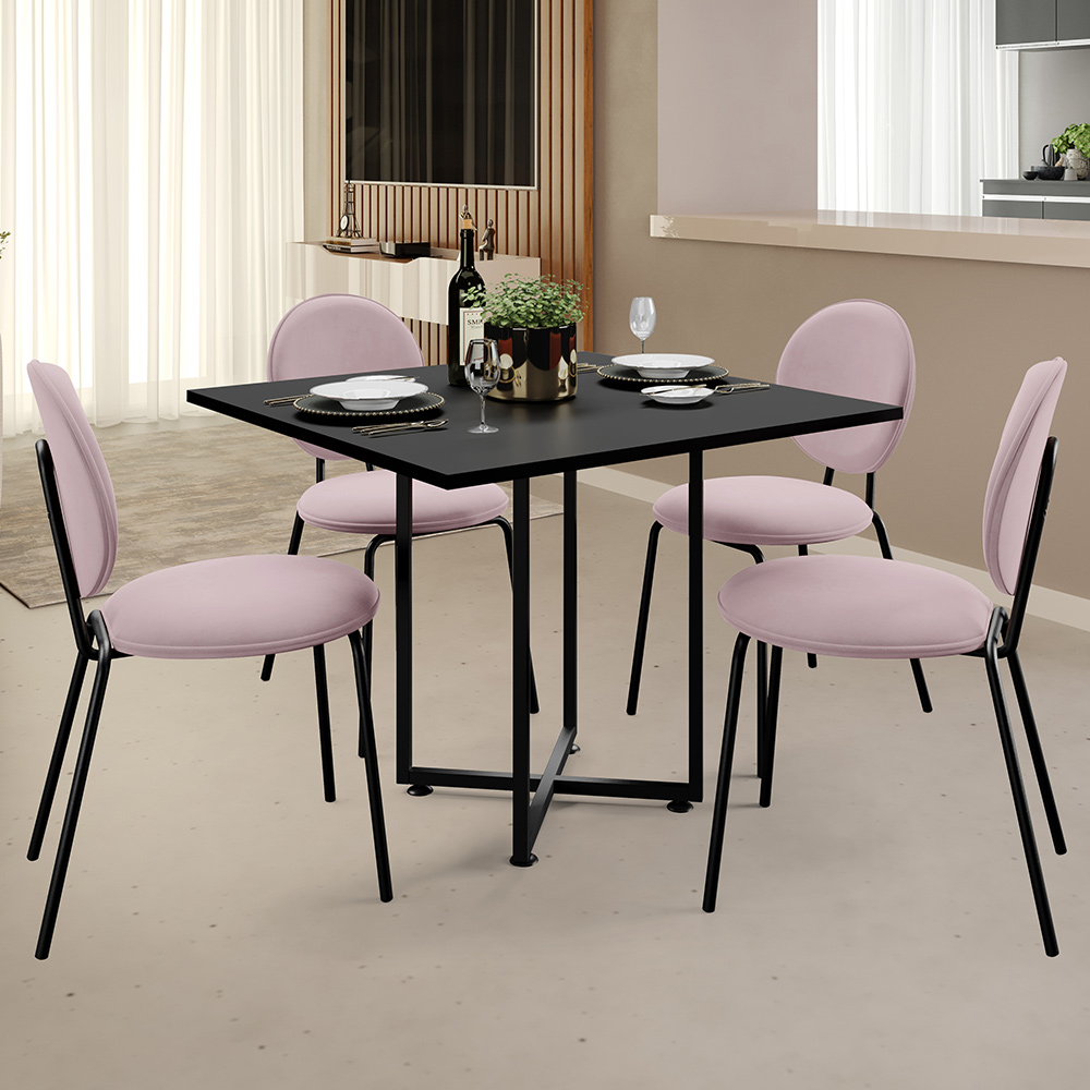 Kit 02 Cadeiras Para Sala de Jantar Cozinha Évora L02 Suede Rosê - Lyam