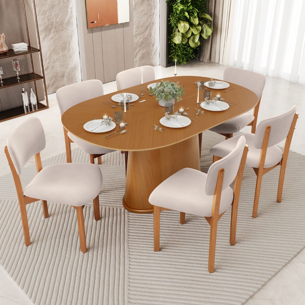 Kit 02 Cadeiras Para Sala de Jantar Cozinha Living Estofada Dara L02 Suede Bege - Lyam Decor