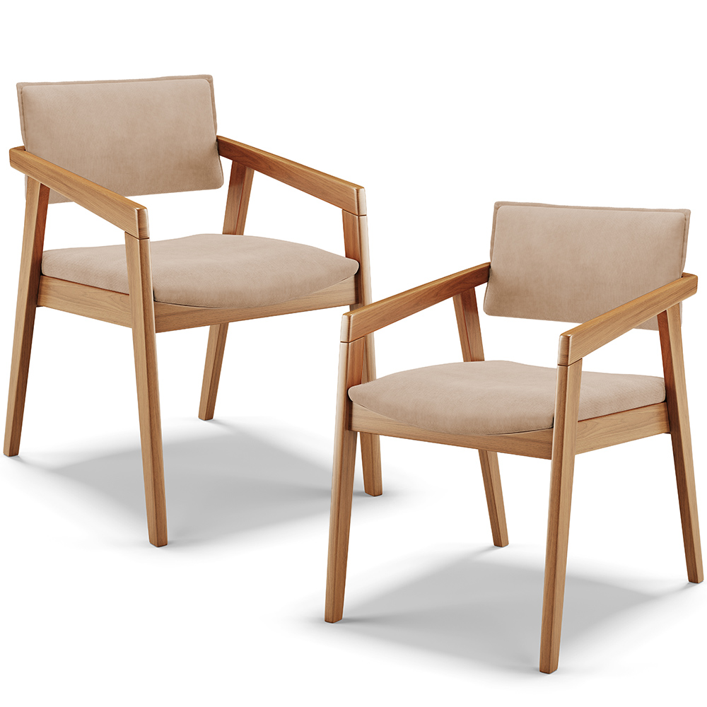Kit 02 Cadeiras Para Sala de Jantar Estar Living Giorgia B04 Suede Bege - Lyam Decor