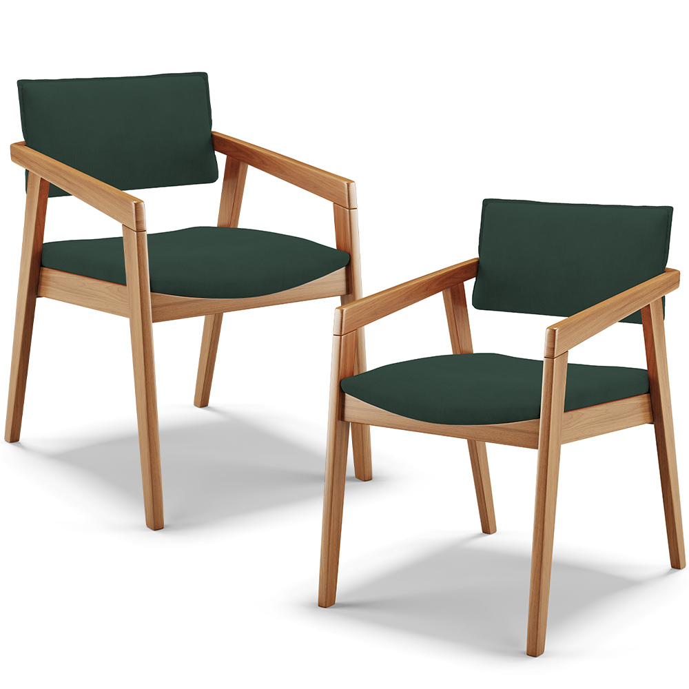 Kit 02 Cadeiras Para Sala de Jantar Estar Living Giorgia B04 Suede Verde Musgo - Lyam Decor