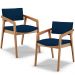 Kit 02 Cadeiras Para Sala de Jantar Estar Living Giorgia L02 Suede Azul Marinho - Lyam Decor
