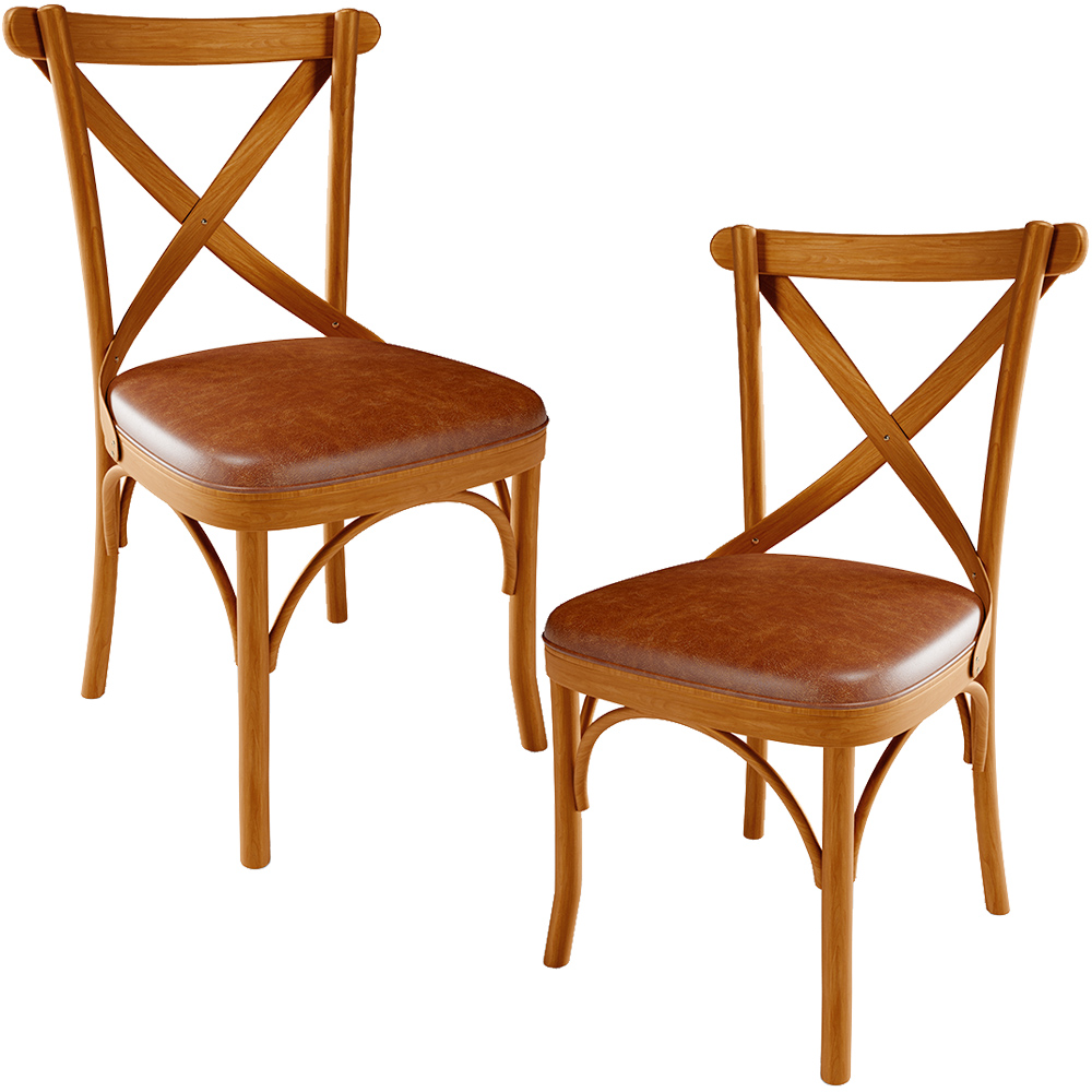 Kit 02 Cadeiras Para Sala de Jantar e Estar Living Estofada Ávila L02 Couríssimo Camel - Lyam