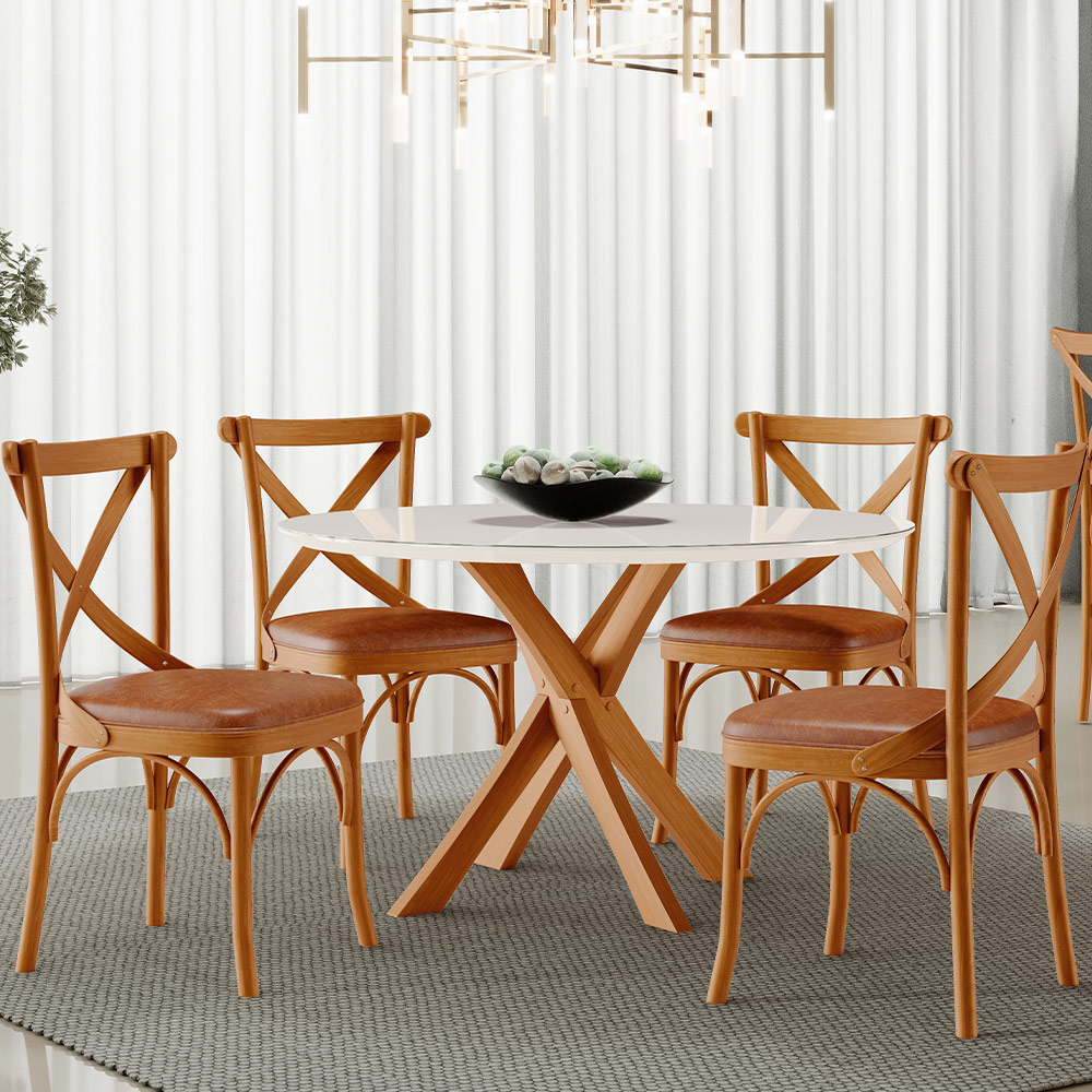 Kit 02 Cadeiras Para Sala de Jantar e Estar Living Estofada Ávila L02 Couríssimo Camel - Lyam