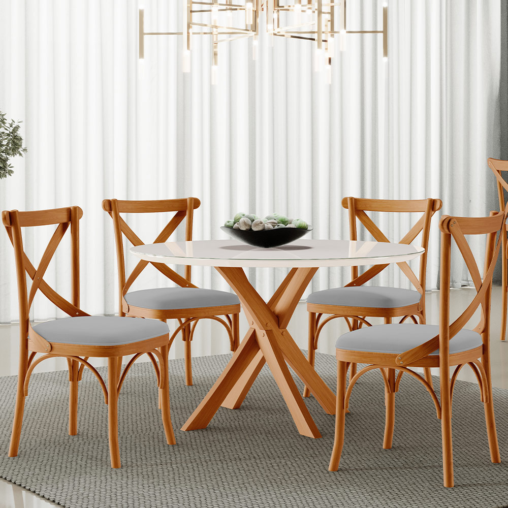 Kit 02 Cadeiras Para Sala de Jantar e Estar Living Estofada Ávila L02 Suede Cinza - Lyam
