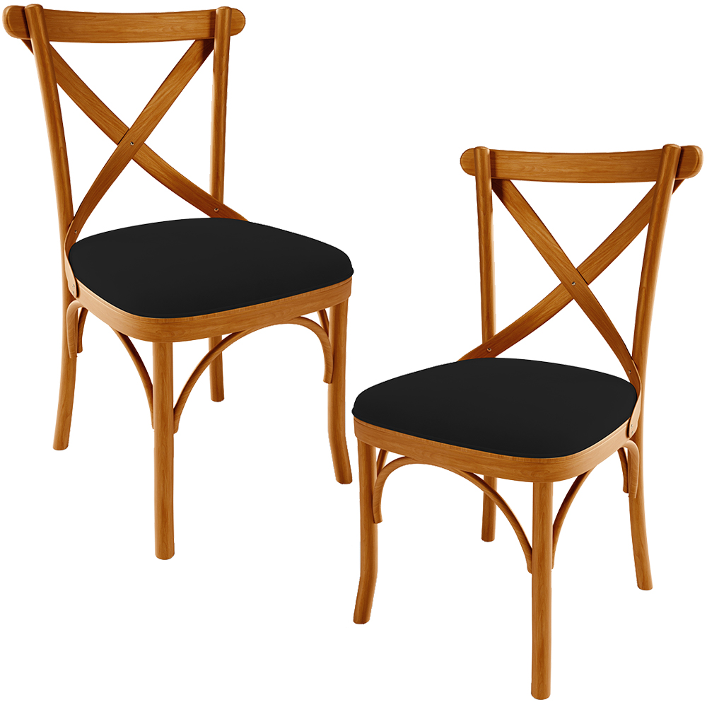 Kit 02 Cadeiras Para Sala de Jantar e Estar Living Estofada Ávila L02 Suede Preto - Lyam