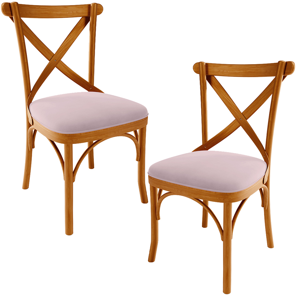 Kit 02 Cadeiras Para Sala de Jantar e Estar Living Estofada Ávila L02 Suede Rosê - Lyam