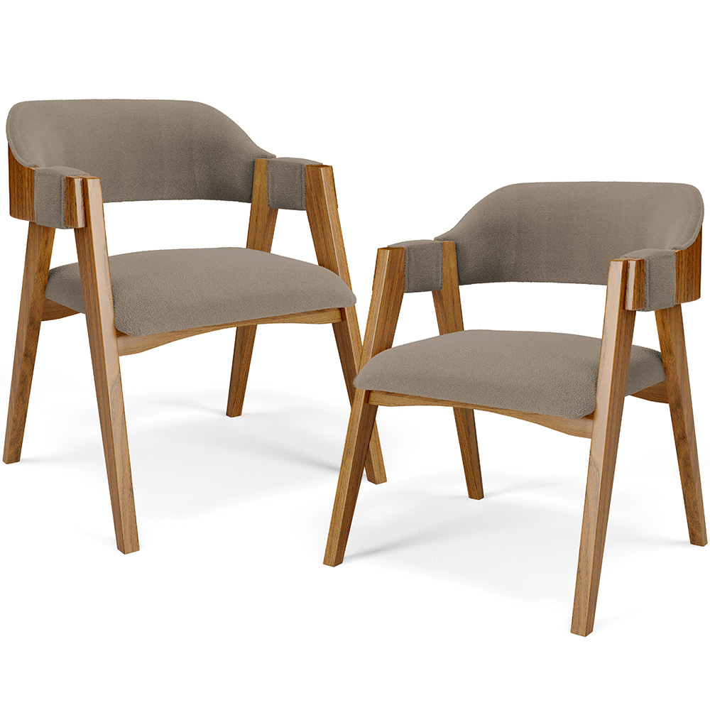 Kit 02 Cadeiras Para Sala de Jantar e Estar Living Estofada Suran L02 Bouclê Bege - Lyam