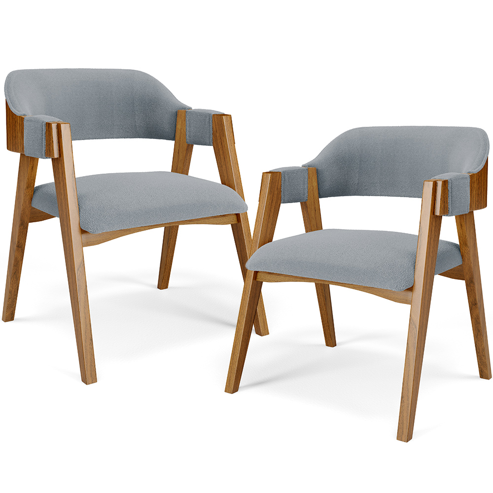 Kit 02 Cadeiras Para Sala de Jantar e Estar Living Estofada Suran L02 Bouclê Cinza - Lyam