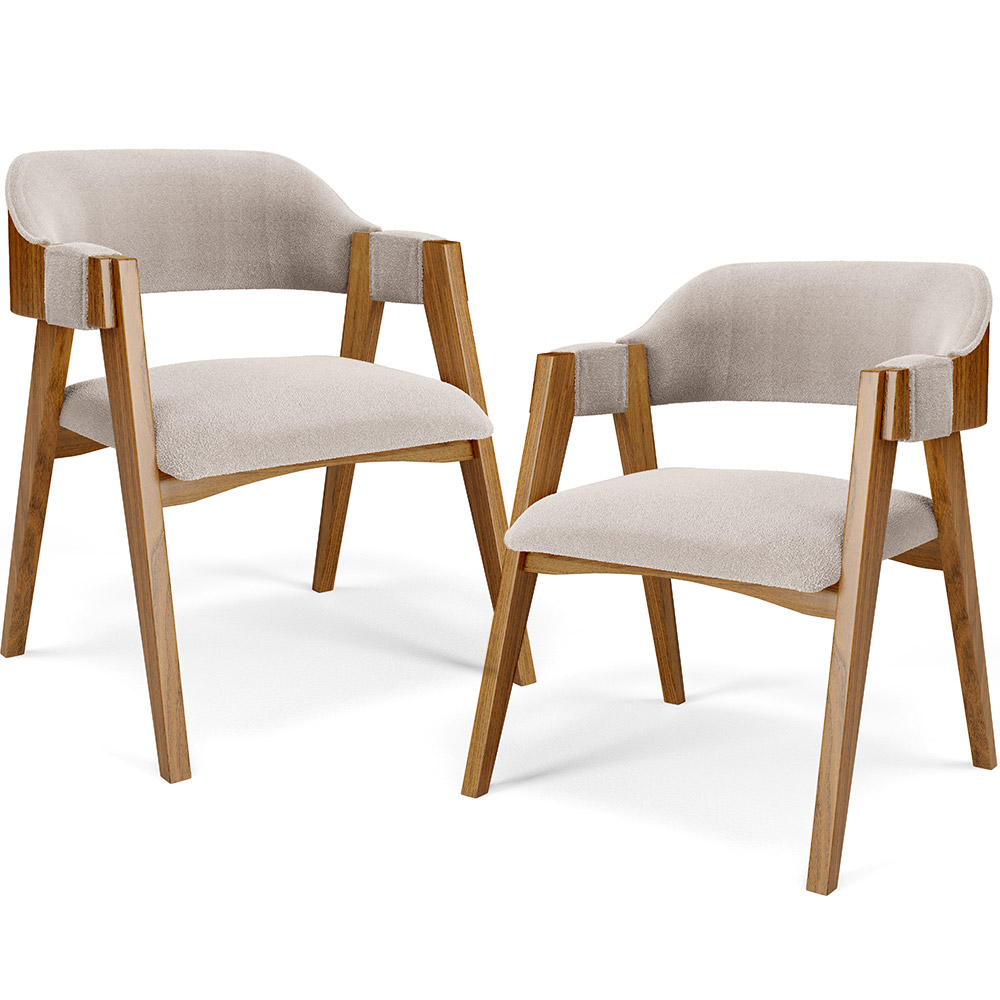 Kit 02 Cadeiras Para Sala de Jantar e Estar Living Estofada Suran L02 Bouclê Creme - Lyam