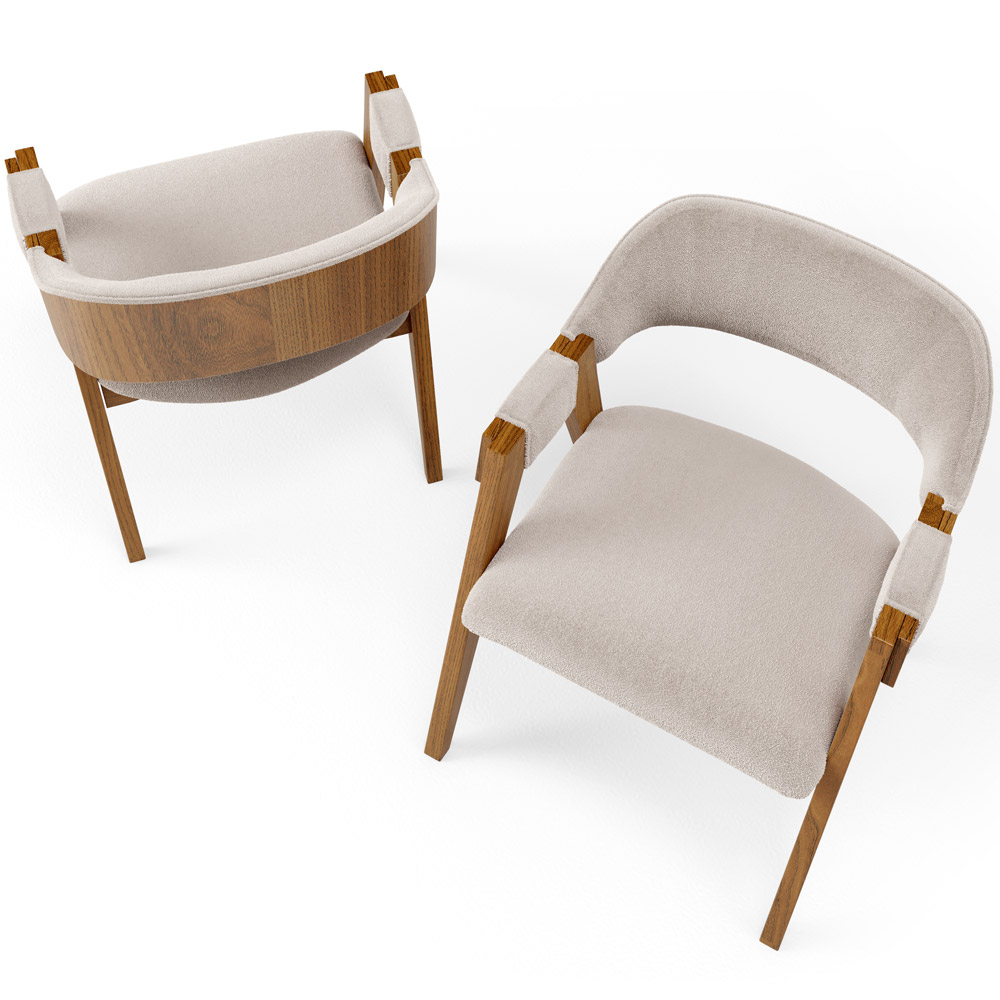 Kit 02 Cadeiras Para Sala de Jantar e Estar Living Estofada Suran L02 Bouclê Creme - Lyam
