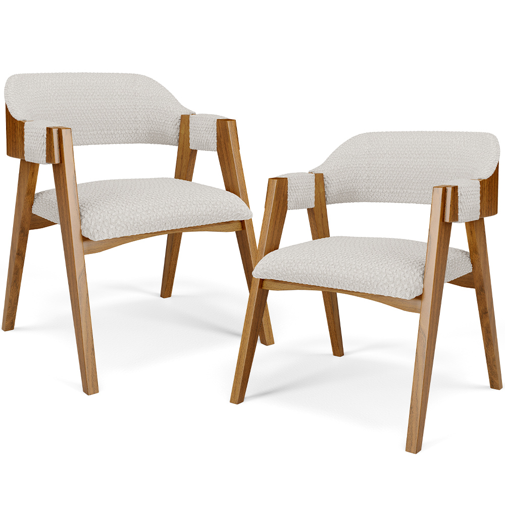 Kit 02 Cadeiras Para Sala de Jantar e Estar Living Estofada Suran L02 Bouclê Cru - Lyam