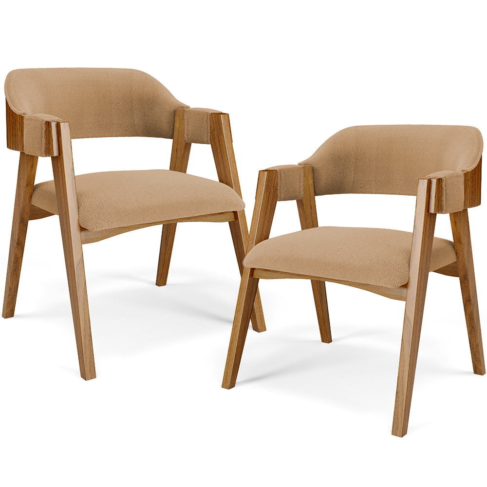 Kit 02 Cadeiras Para Sala de Jantar e Estar Living Estofada Suran L02 Bouclê Mostarda - Lyam