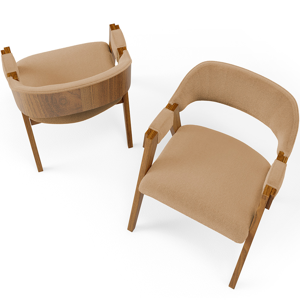 Kit 02 Cadeiras Para Sala de Jantar e Estar Living Estofada Suran L02 Bouclê Mostarda - Lyam