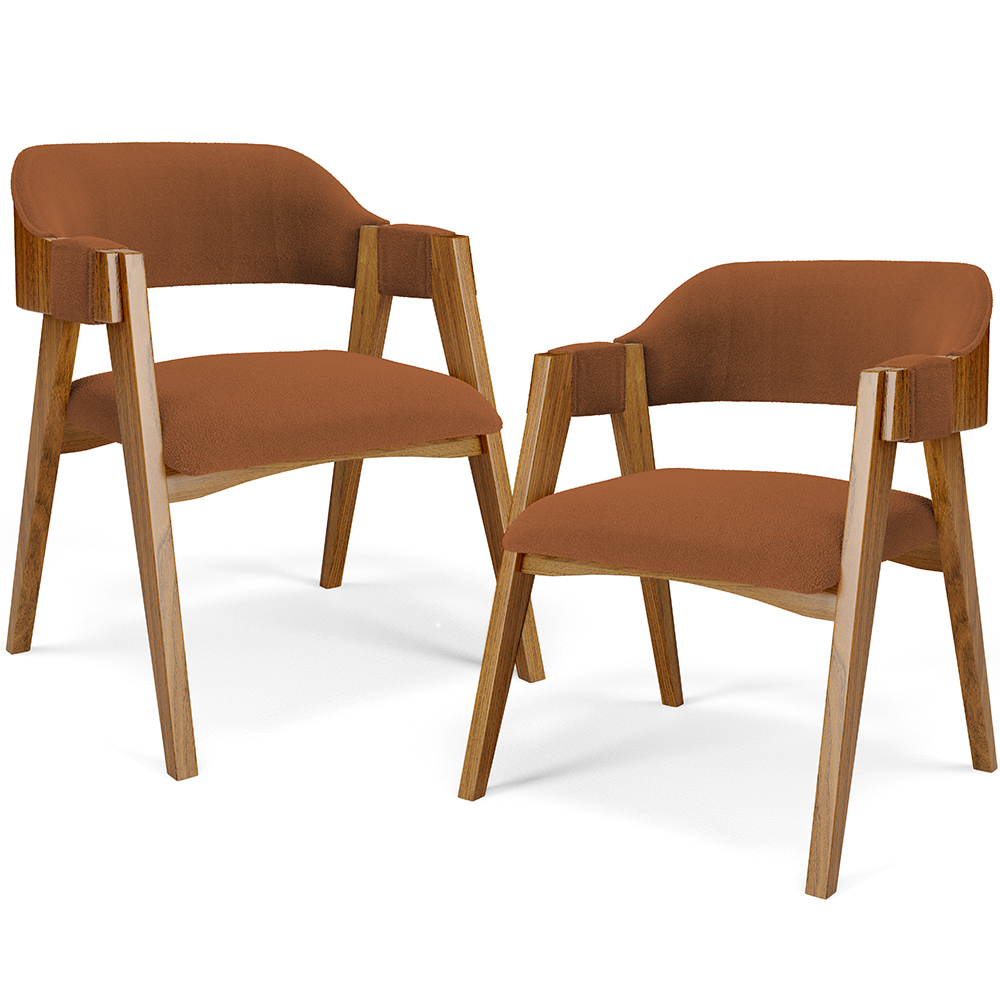 Kit 02 Cadeiras Para Sala de Jantar e Estar Living Estofada Suran L02 Bouclê Terracota - Lyam