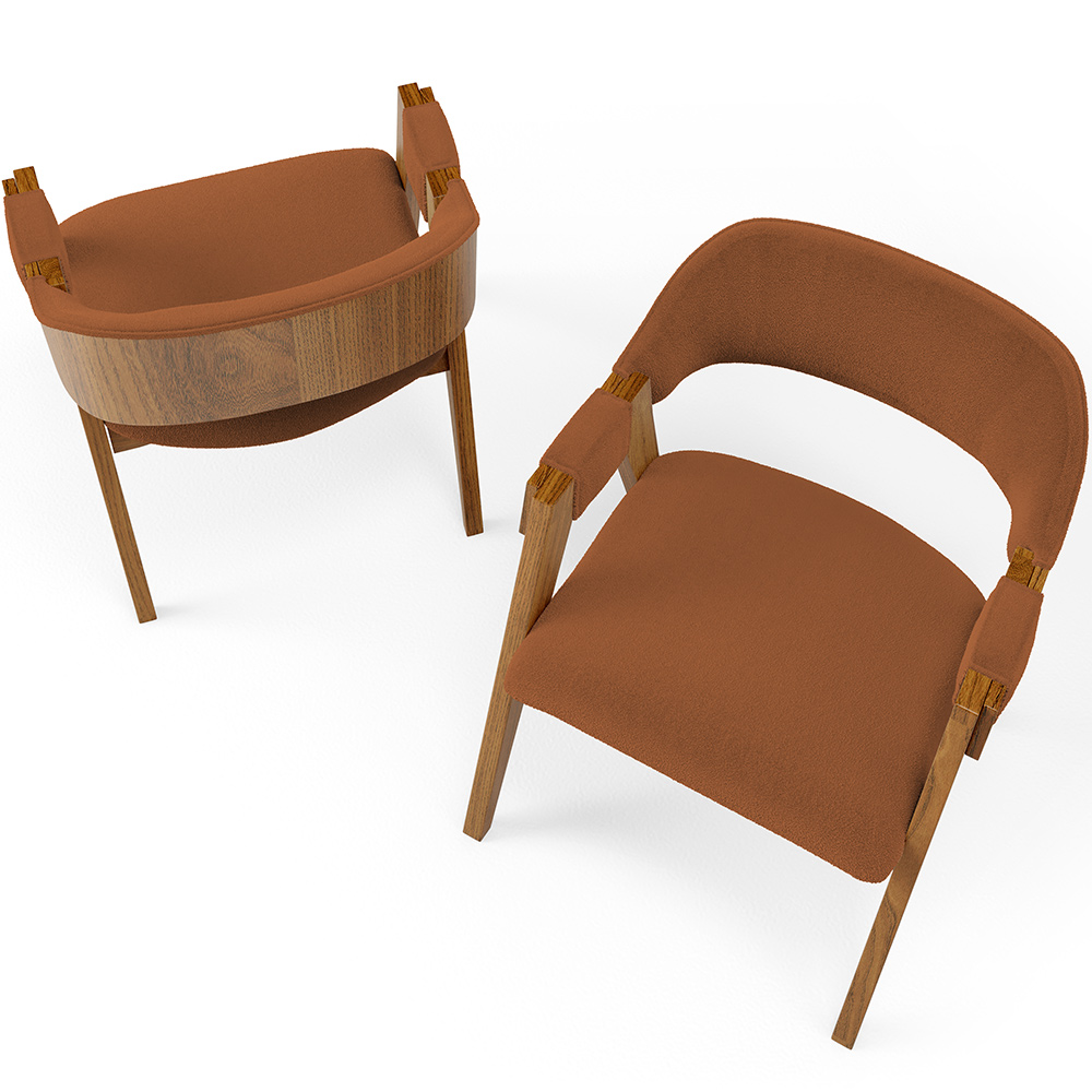 Kit 02 Cadeiras Para Sala de Jantar e Estar Living Estofada Suran L02 Bouclê Terracota - Lyam