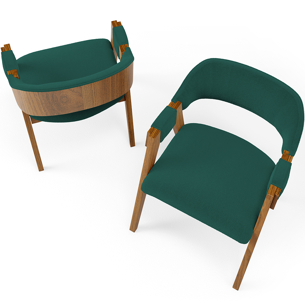 Kit 02 Cadeiras Para Sala de Jantar e Estar Living Estofada Suran L02 Bouclê Verde - Lyam