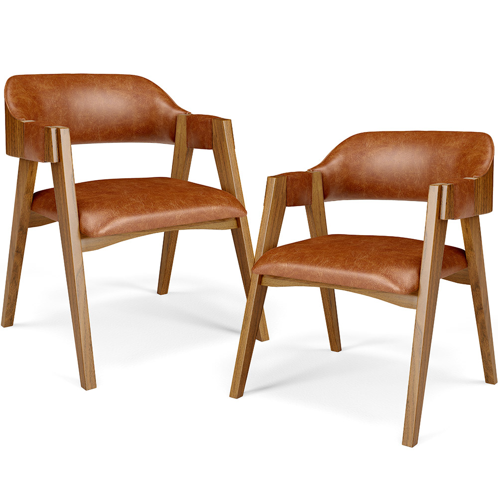 Kit 02 Cadeiras Para Sala de Jantar e Estar Living Estofada Suran L02 Couríssimo Camel - Lyam