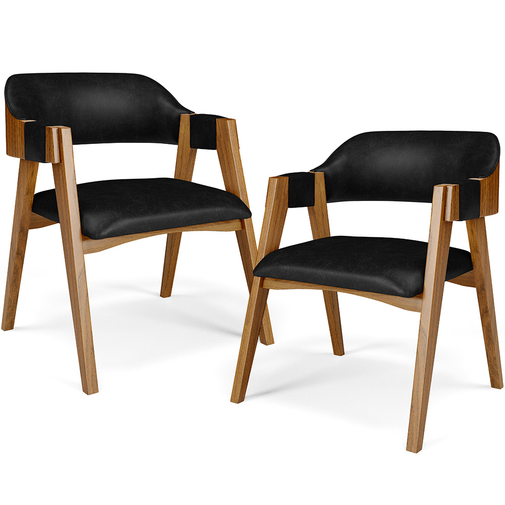 Kit 02 Cadeiras Para Sala de Jantar e Estar Living Estofada Suran L02 Couríssimo Preto - Lyam