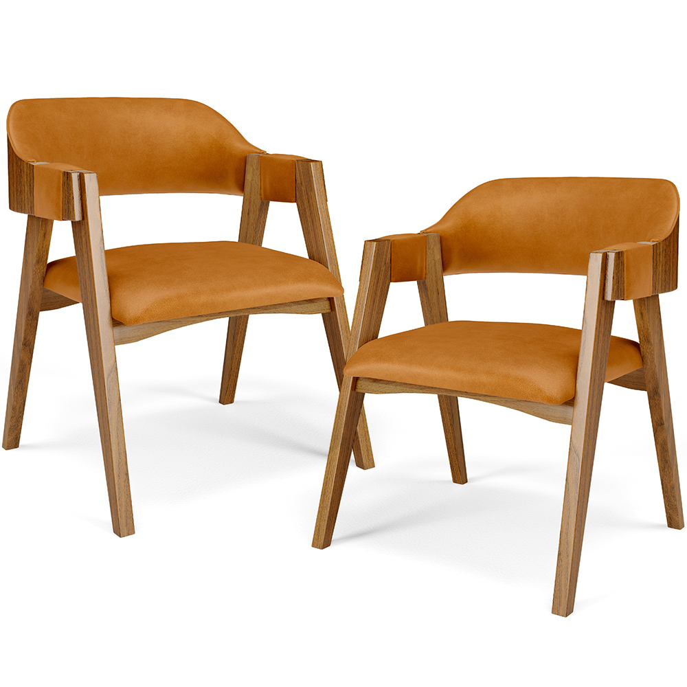 Kit 02 Cadeiras Para Sala de Jantar e Estar Living Estofada Suran L02 Couríssimo Whisky - Lyam