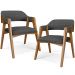 Kit 02 Cadeiras Para Sala de Jantar e Estar Living Estofada Suran L02 Linho Cinza Escuro - Lyam
