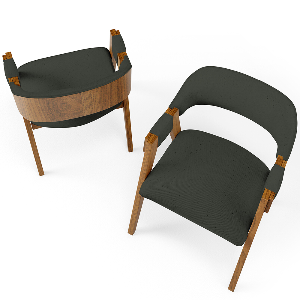 Kit 02 Cadeiras Para Sala de Jantar e Estar Living Estofada Suran L02 Linho Verde Musgo - Lyam