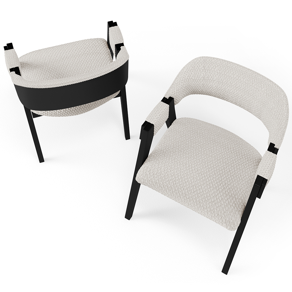 Kit 02 Cadeiras Para Sala de Jantar e Estar Living Estofada Suran L02 Preto Bouclê Cru - Lyam