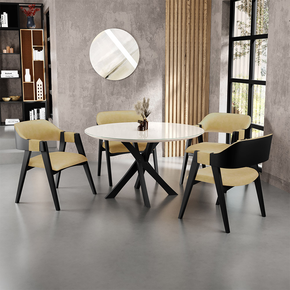 Kit 02 Cadeiras Para Sala de Jantar e Estar Living Estofada Suran L02 Preto Couríssimo Fendi - Lyam