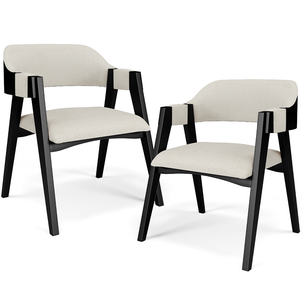 Kit 02 Cadeiras Para Sala de Jantar e Estar Living Estofada Suran L02 Preto Linho Champagne - Lyam