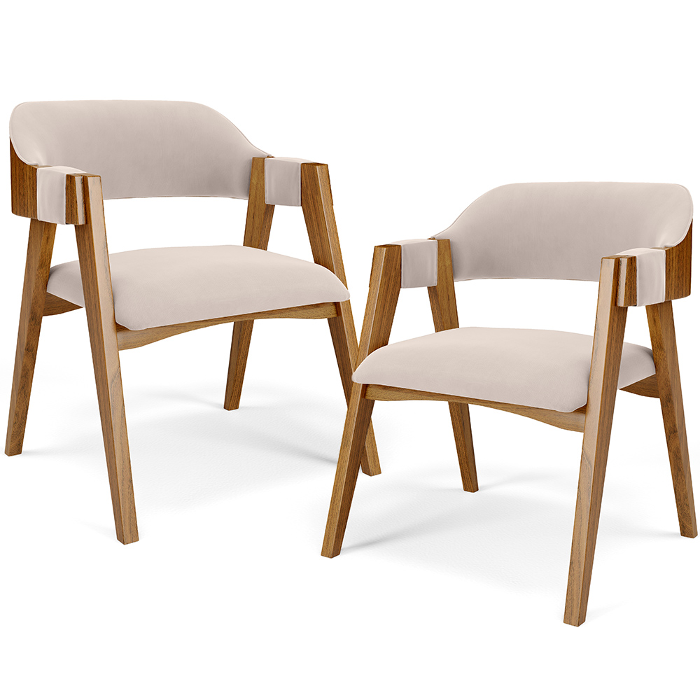 Kit 02 Cadeiras Para Sala de Jantar e Estar Living Estofada Suran L02 Suede Bege - Lyam