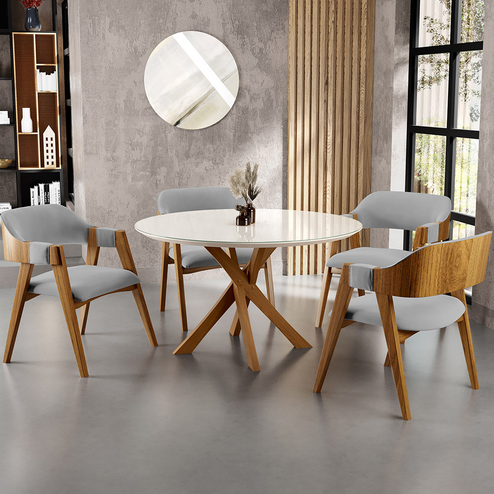 Kit 02 Cadeiras Para Sala de Jantar e Estar Living Estofada Suran L02 Suede Cinza - Lyam