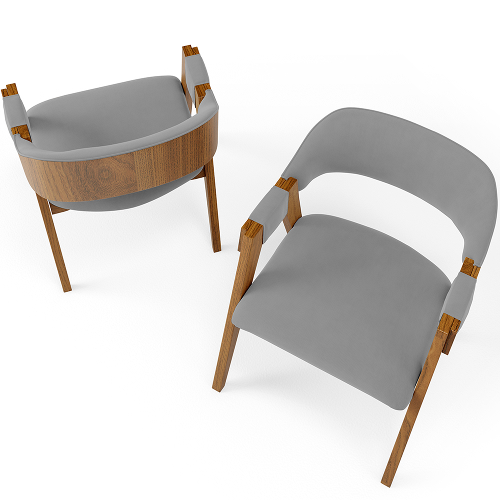 Kit 02 Cadeiras Para Sala de Jantar e Estar Living Estofada Suran L02 Suede Cinza - Lyam