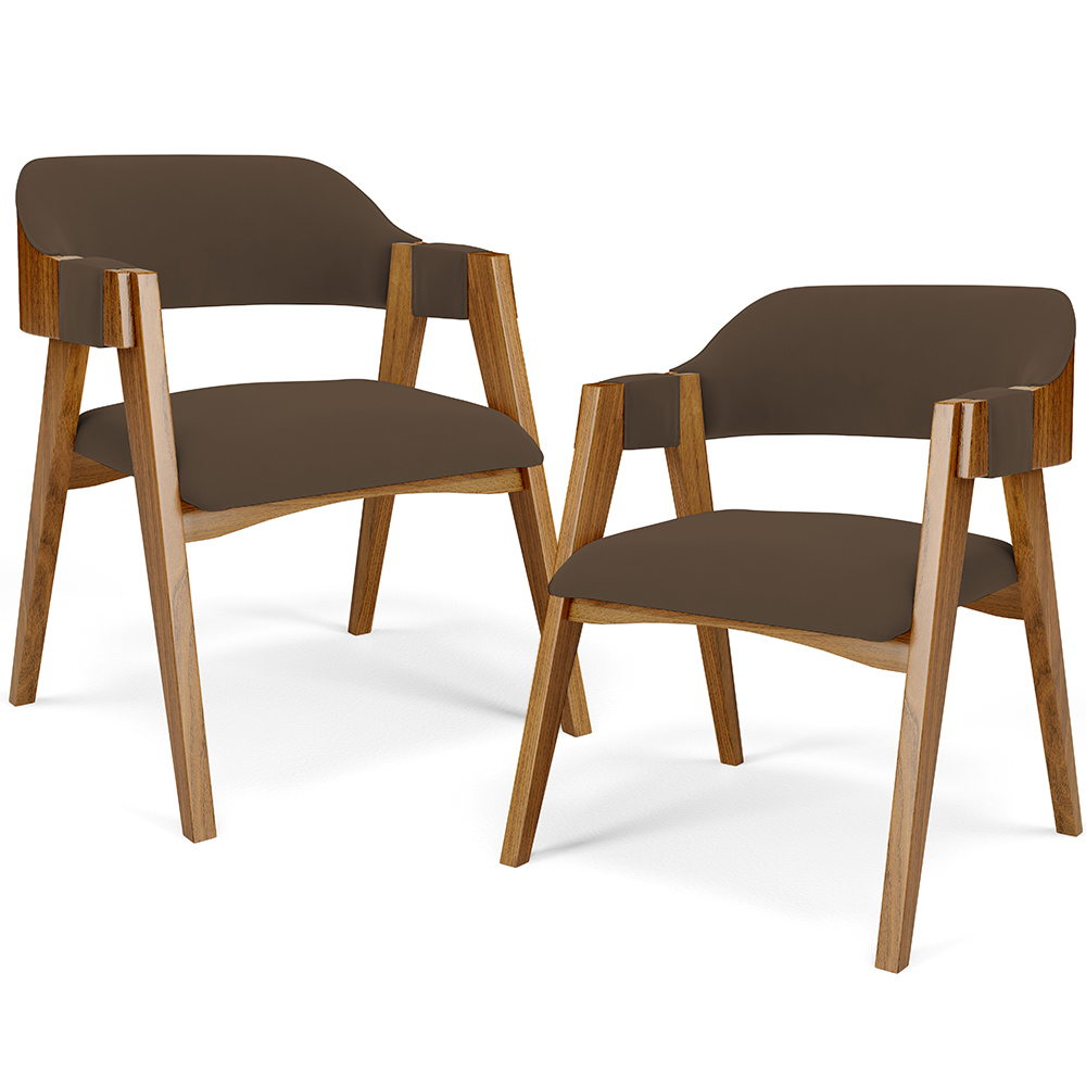 Kit 02 Cadeiras Para Sala de Jantar e Estar Living Estofada Suran L02 Suede Marrom - Lyam