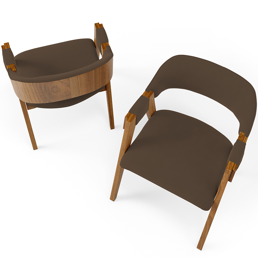 Kit 02 Cadeiras Para Sala de Jantar e Estar Living Estofada Suran L02 Suede Marrom - Lyam