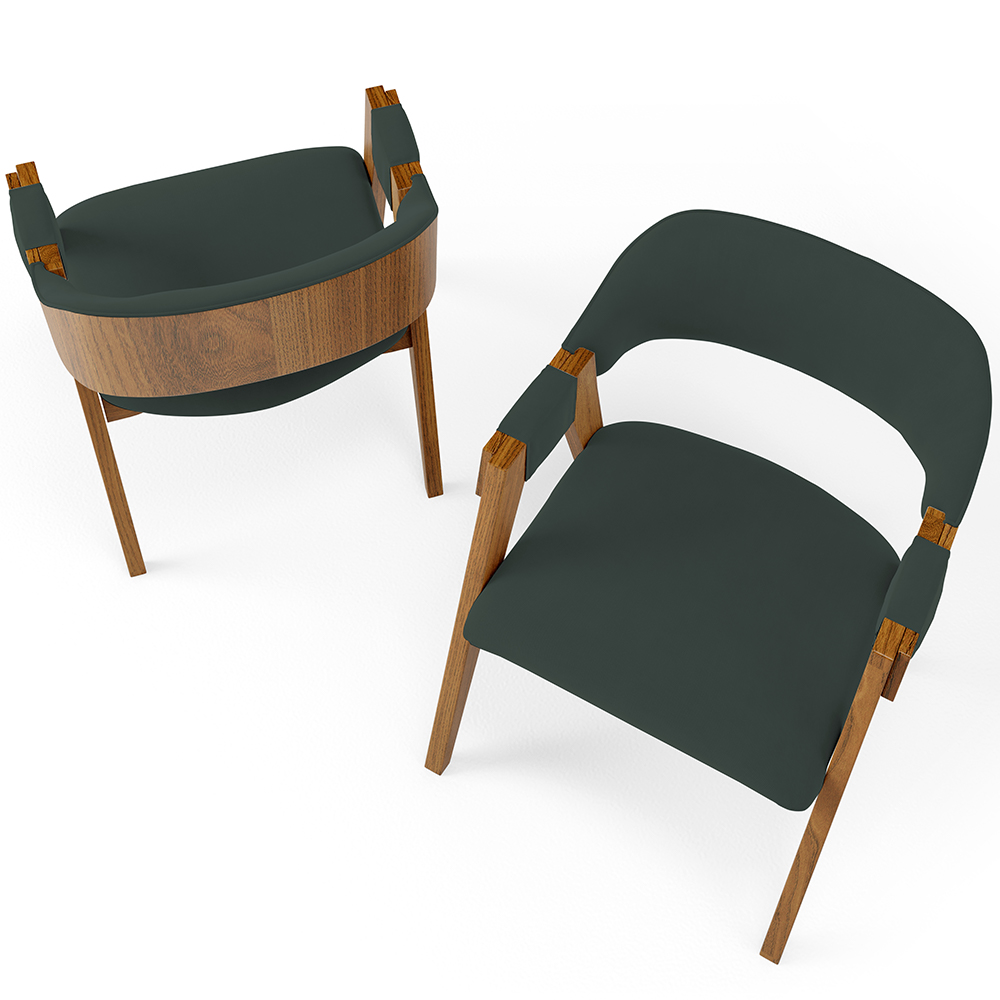 Kit 02 Cadeiras Para Sala de Jantar e Estar Living Estofada Suran L02 Suede Verde Musgo - Lyam