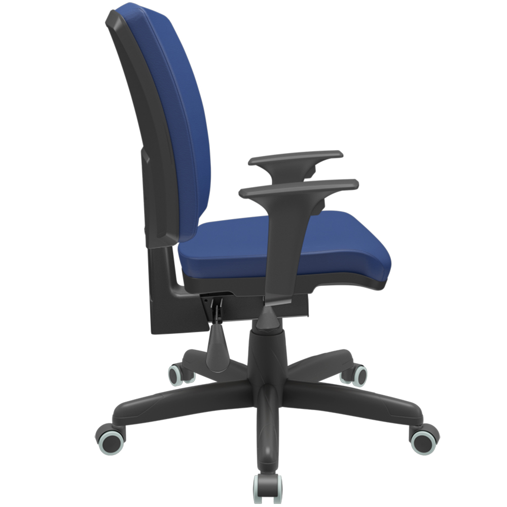 Kit 02 Cadeiras de Escritório Diretor Office Base Giratória Preto Alta Flexi P03 Vinil Azul - Lyam