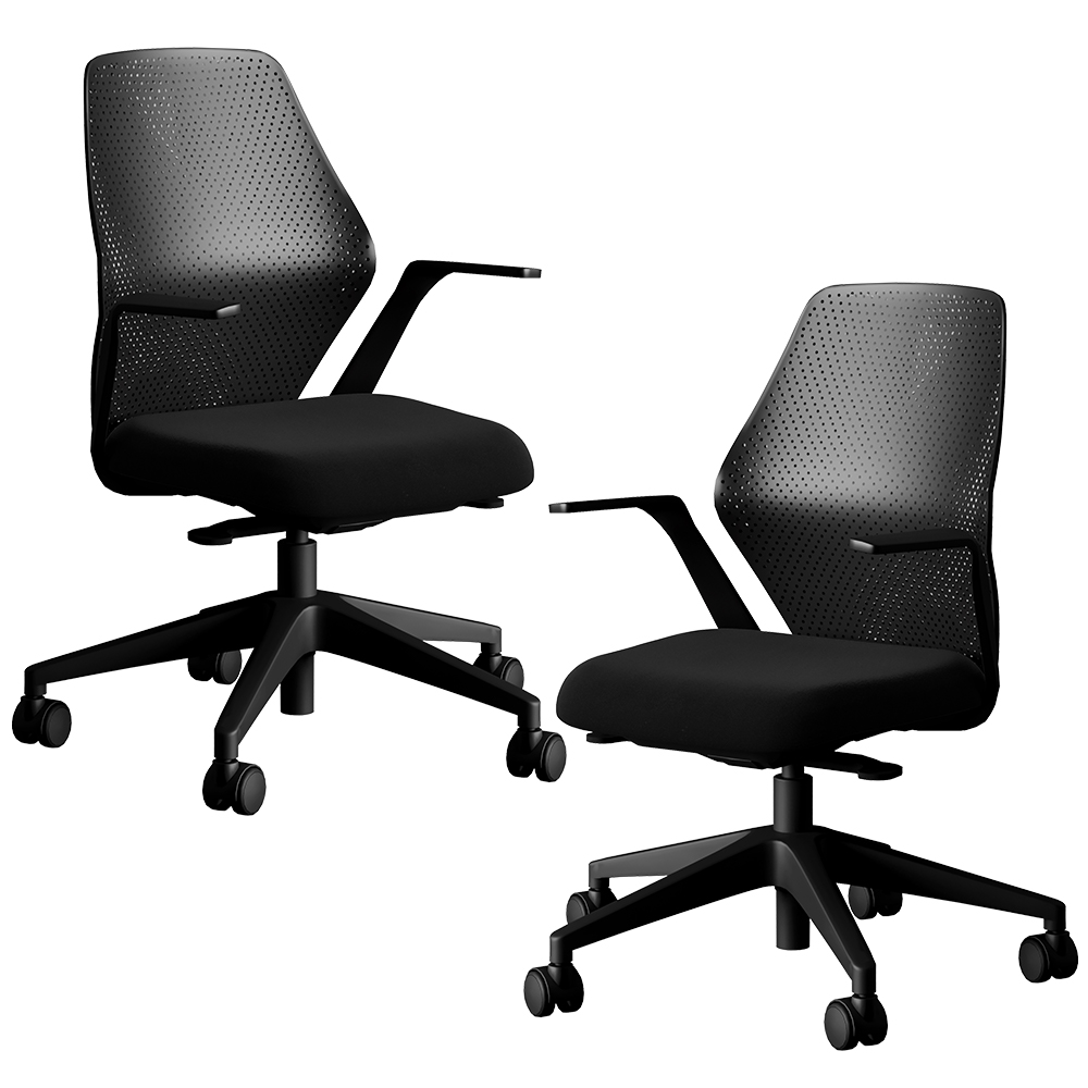 Kit 02 Cadeiras de Escritório Executiva Giratória Diretor Office Argos L02 Crepe Preto - Lyam Decor