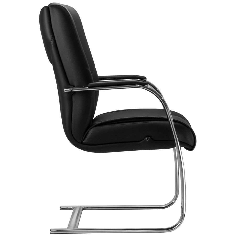 Kit 02 Cadeiras de Escritório Fixa Executiva New Onix F02 Couro Ecológico Preto - Lyam Decor