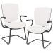 Kit 02 Cadeiras de Escritório Fixa Executiva Office Preto Slim Alta Flexi P03 Vinil Branco - Lyam