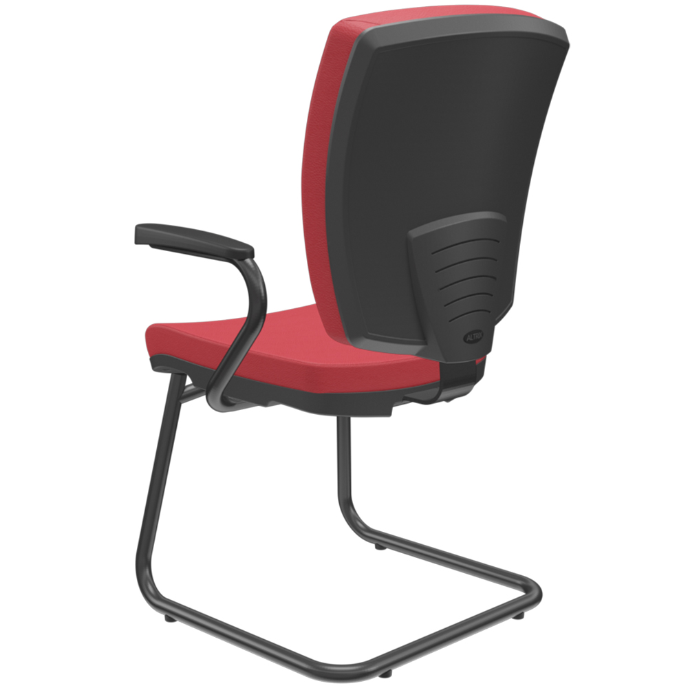 Kit 02 Cadeiras de Escritório Fixa Executiva Office Preto Slim Alta Flexi P03 Vinil Vermelho - Lyam