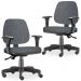Kit 02 Cadeiras de Escritório Giratória Executiva Ergonômica Job L02 Linho Chumbo - Lyam Decor