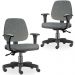 Kit 02 Cadeiras de Escritório Giratória Executiva Ergonômica Job L02 Linho Cinza Escuro - Lyam Decor
