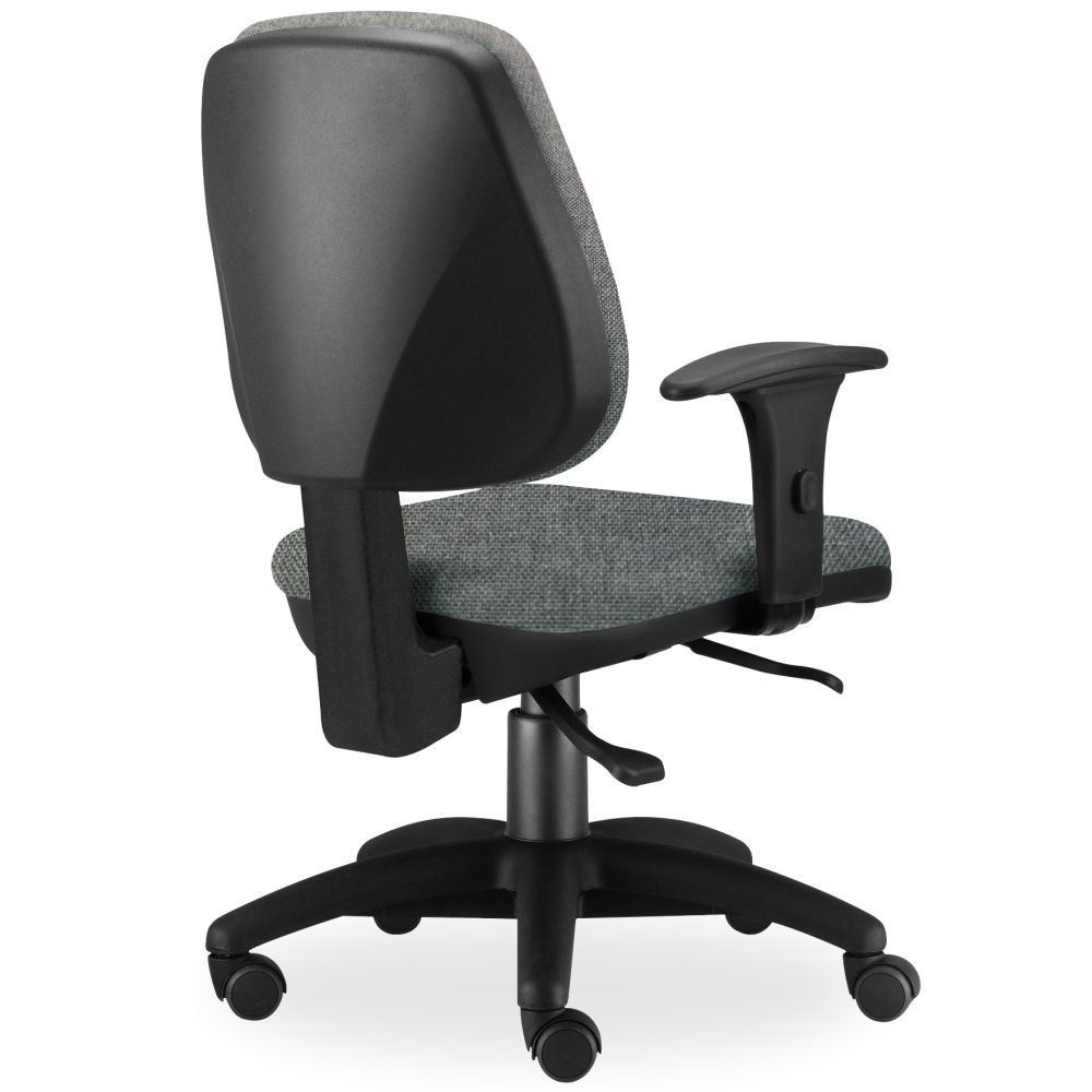 Kit 02 Cadeiras de Escritório Giratória Executiva Ergonômica Job L02 Linho Cinza Escuro - Lyam Decor