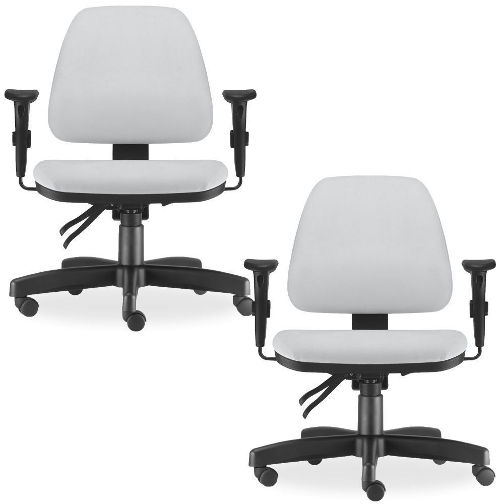 Kit 02 Cadeiras de Escritório Giratória Executiva Ergonômica Sky L02 Couro Sintético Branco - Lyam Decor