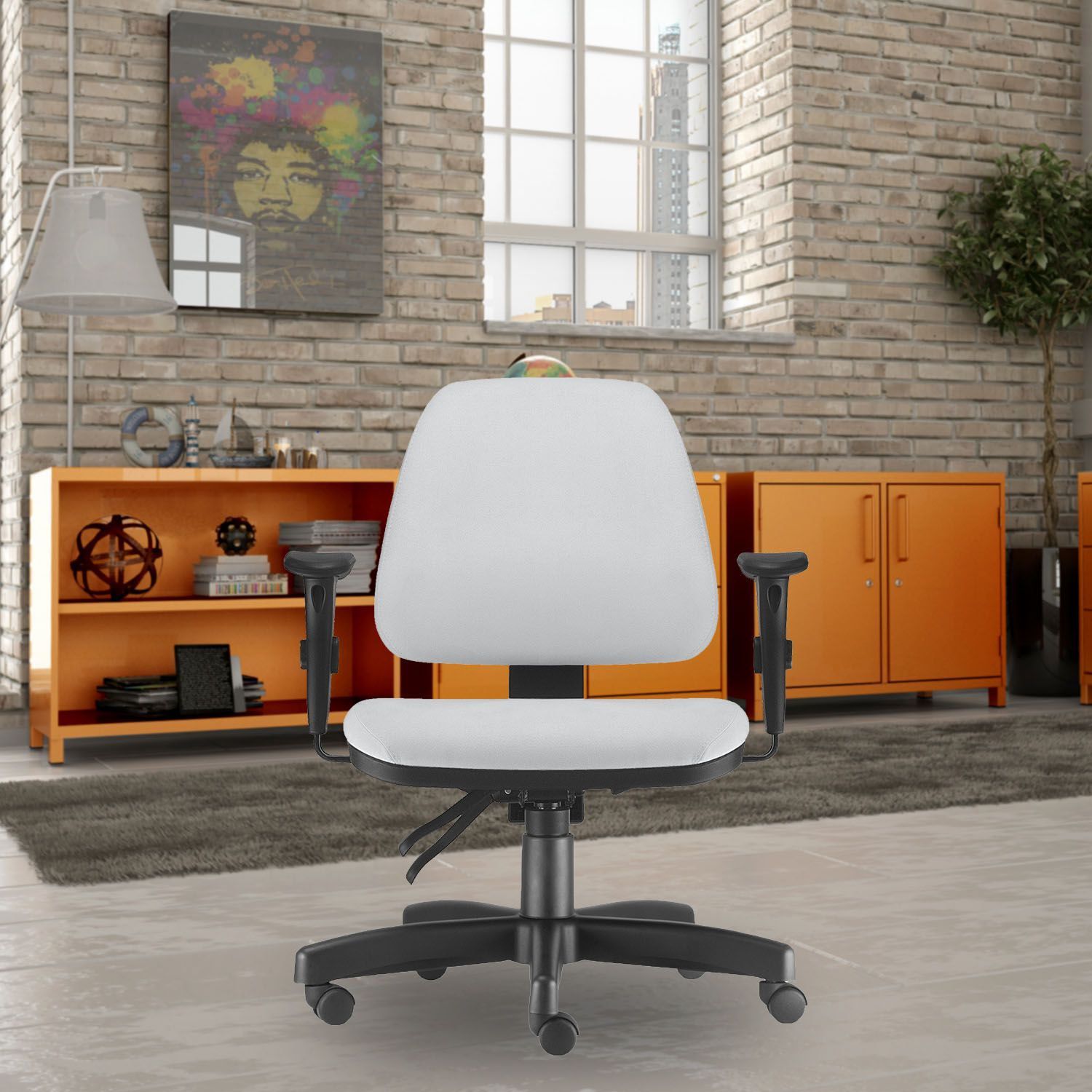 Kit 02 Cadeiras de Escritório Giratória Executiva Ergonômica Sky L02 Couro Sintético Branco - Lyam Decor
