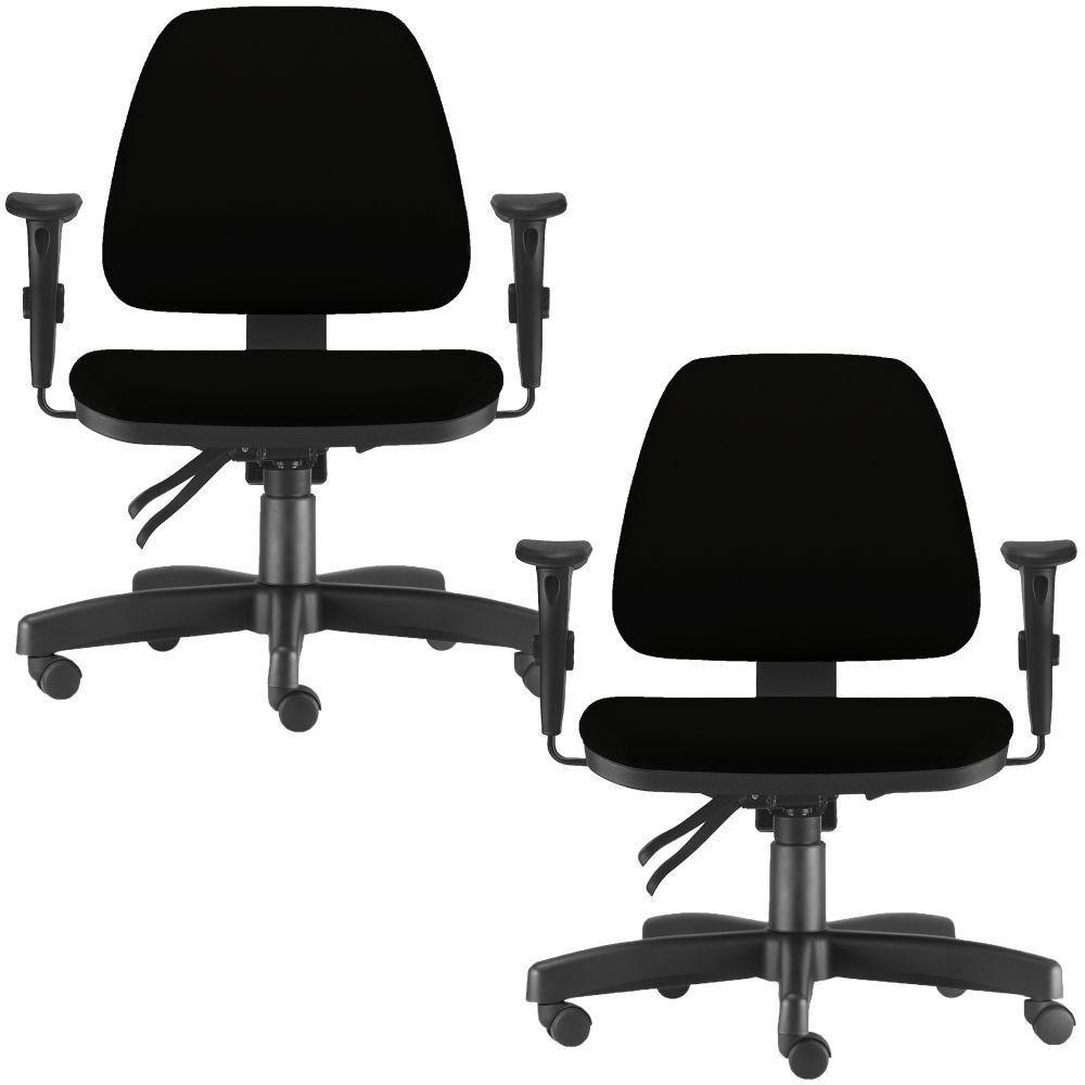 Kit 02 Cadeiras de Escritório Giratória Executiva Ergonômica Sky L02 Crepe Preto - Lyam Decor